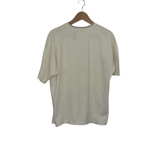 Claiborne Men's V-Neck T-Shirt Size M Cream White Short Sleeve - Picture 3 of 6